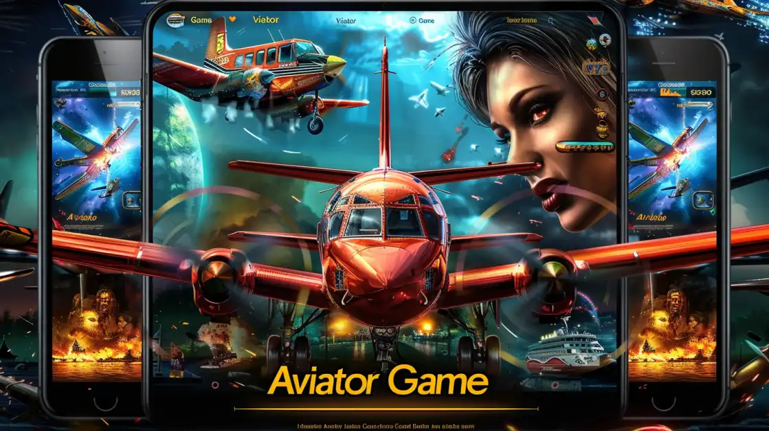 A close-up view of the bn88 Aviator game interface on multiple phone screens, with a prominent red airplane ready for takeoff, showcasing the app's engaging and user-friendly design.